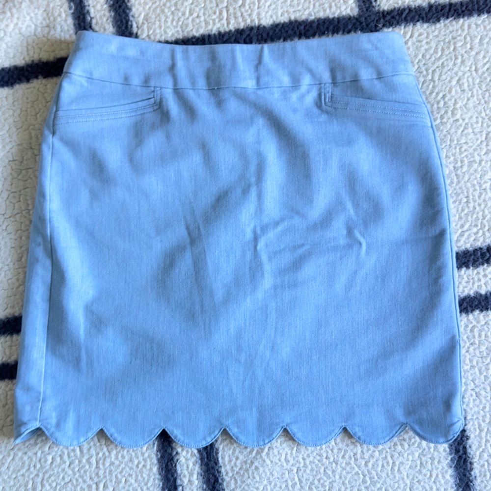 Croft & Barrow Scalloped Light Blue Skirt